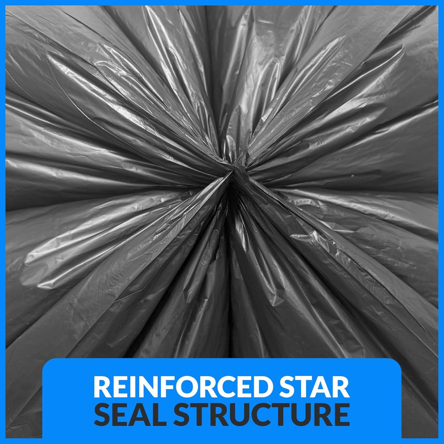 imageReli 50 Gallon Trash Bags 50 Count Black Twist Ties Included Extra Tough LeakProof Heavy Duty Garbage Bags Ideal for Large Clean Ups