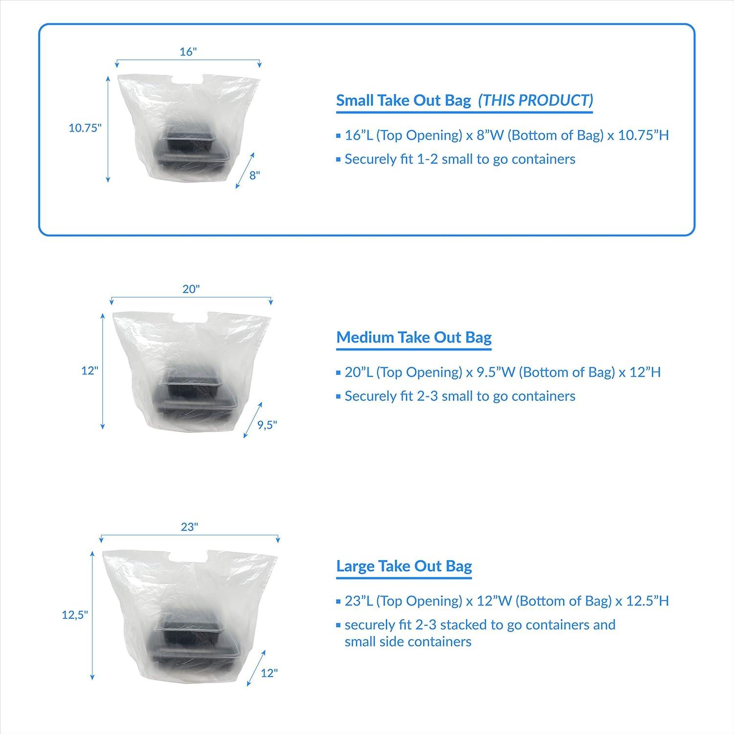 imageReli To Go BagsTake Out Bags 250 Count Small 16 L x 8 W 1075 H Reusable Plastic Bags with Handles Die Cut Handle Plastic Use for Shopping Business Carry Out Restaurant