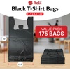 Reli. T-shirt Plastic Bags | 175 Pack | Black Plastic Bags with Handles (Plain) | Ideal for Grocery, Shopping, Food Take Out/To Go, Small Business