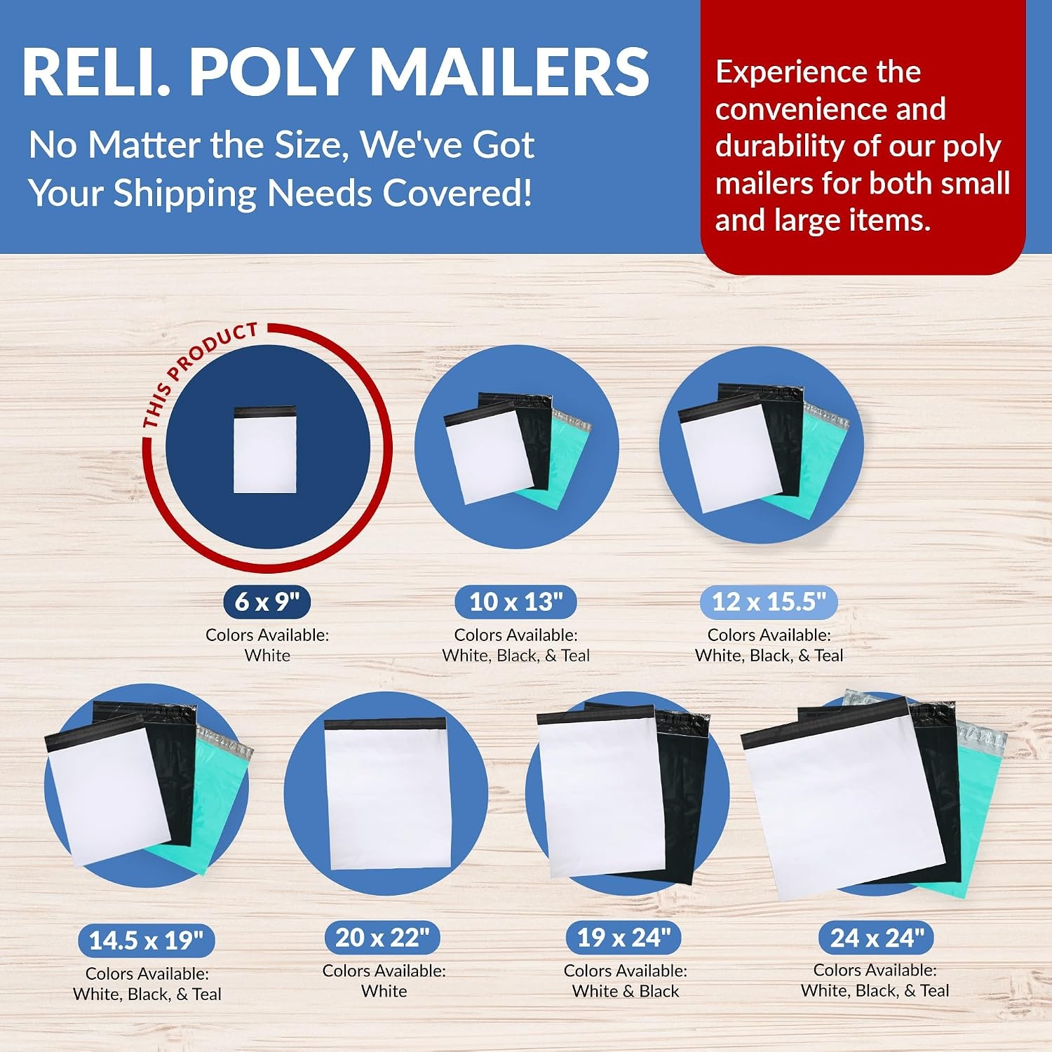 image:imageReli Poly Mailers 6x9 1000 Pcs Bulk Small Mailing EnvelopesShipping Bags White Packaging Bags for Shipping NonPadded Poly Mailers Self Sealing for Small Items Bulk White