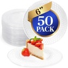 Reli. 50 Pcs Plastic Dessert Plates, Disposable (6 inch, Clear)| Small Plates for Party, Heavy Duty | Hard Plastic Dessert Platter for Cake, Wedding, Birthday, Salad/Appetizer (6″)