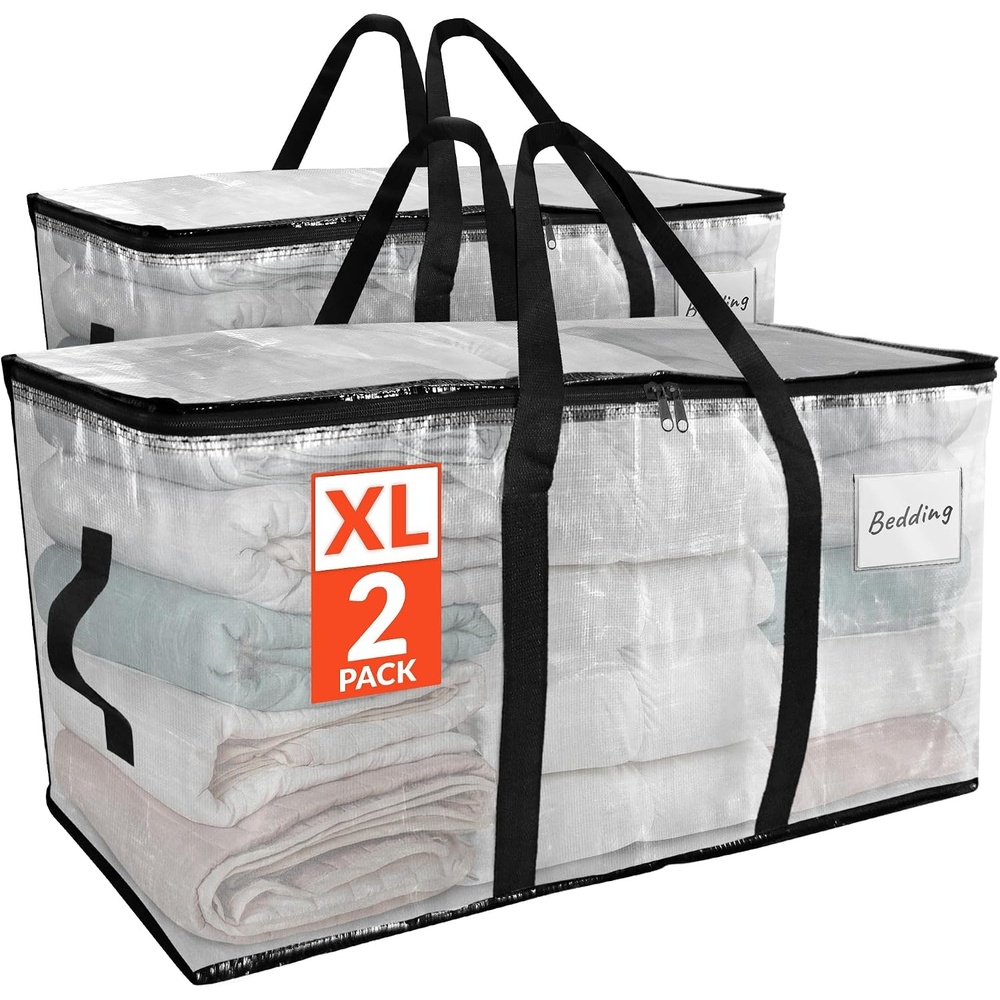 image:imageReli Moving Bags Heavy Duty 2 Pack  Extra Large Totes for Storage amp Packing  Small Space amp Dorm Room Essentials  Packing Bags with Handles amp Zippers  Alternative to Moving Boxes Clear