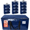 Reli. Moving Bags Heavy Duty (12 Pack) | Extra Large Totes for Storage & Packing | Small Space & Dorm Room Essentials | Packing Bags with Handles & Zippers | Alternative to Moving Boxes (Blue)