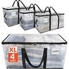 Reli. Moving Bags Heavy Duty (4 Pack) | Extra Large Totes for Storage & Packing | Small Space & Dorm Room Essentials | Packing Bags with Handles & Zippers | Alternative to Moving Boxes (Clear)