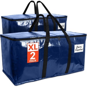 Reli. Moving Bags Heavy Duty (2 Pack) | Extra Large Totes for Storage & Packing | Small Space & Dorm Room Essentials | Packing Bags with Handles & Zippers | Alternative to Moving Boxes (Blue)