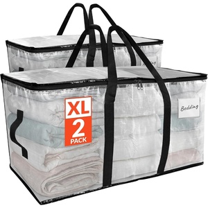 Reli. Moving Bags Heavy Duty (2 Pack) | Extra Large Totes for Storage & Packing | Small Space & Dorm Room Essentials | Packing Bags with Handles & Zippers | Alternative to Moving Boxes (Clear)