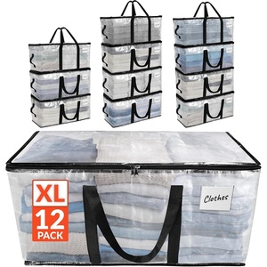 Reli. Moving Bags Heavy Duty (12 Pack) | Extra Large Totes for Storage & Packing | Small Space & Dorm Room Essentials | Packing Bags with Handles & Zippers | Alternative to Moving Boxes (Clear)
