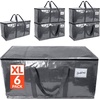 Reli. Moving Bags Heavy Duty (6 Pack) | Extra Large Totes for Storage & Packing | Small Space & Dorm Room Essentials | Packing Bags with Handles & Zippers | Alternative to Moving Boxes (Grey)