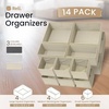 Reli. Drawer Organizers (14 Pack) | Storage Dividers, Dresser Dividers & Organization Bins for Clothes, Baby Nursery | Foldable Fabric Drawer Containers for Bras, Socks, Underwear (Beige)