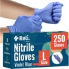 Reli. Nitrile Gloves, Large | Disposable Gloves (250 Pack) | Powder Free, Latex Free, Food Safe | Single-Use | Premium Nitrile Rubber for Cleaning, Automotive, Salon | Violet Blue/Iris Blue