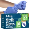 Reli. Nitrile Gloves, Medium | Disposable Gloves (100 Pack) | Powder Free, Latex Free, Food Safe | Single-Use | Premium Nitrile Rubber for Cleaning, Automotive, Salon | Violet Blue/Iris Blue