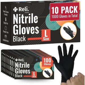 Reli. Black Nitrile Gloves, Large | Disposable Gloves (1000 Pack, Bulk) | Powder Free, Latex Free, Food Safe | Single-Use | Premium Nitrile Rubber Material for Automotive Work, Cleaning, Cooking
