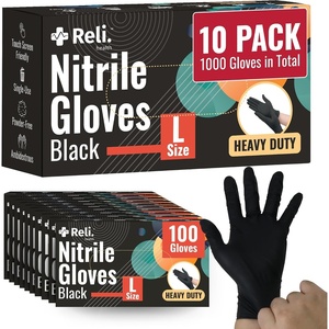 Reli. Black Nitrile Gloves, Large (1000 Pack, Bulk) | Heavy Duty Disposable Gloves | Powder Free, Latex Free, Food Safe | Single-Use | Premium Nitrile Rubber Material for Mechanic, Cleaning, Cooking