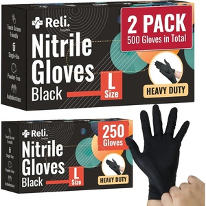 Reli. Black Nitrile Gloves, Large (500 Pack, Bulk) | Heavy Duty Disposable Gloves | Powder Free, Latex Free, Food Safe | Single-Use | Premium Nitrile Rubber Material for Mechanic, Cleaning, Cooking