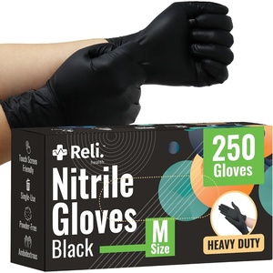 Reli. Black Nitrile Gloves, Medium (250 Pack) | Heavy Duty Disposable Gloves | Powder Free, Latex Free, Food Safe | Single-Use | Premium Nitrile Rubber Material for Mechanic, Cleaning, Cooking