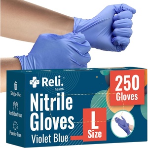 Reli. Nitrile Gloves, Large | Disposable Gloves (250 Pack) | Powder Free, Latex Free, Food Safe | Single-Use | Premium Nitrile Rubber for Cleaning, Automotive, Salon | Violet Blue/Iris Blue