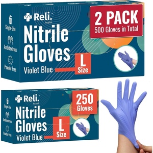 Reli. Nitrile Gloves, Large | Disposable Gloves (500 Pack, Bulk) | Powder Free, Latex Free, Food Safe | Single-Use | Premium Nitrile Rubber for Cleaning, Automotive, Salon | Violet Blue/Iris Blue
