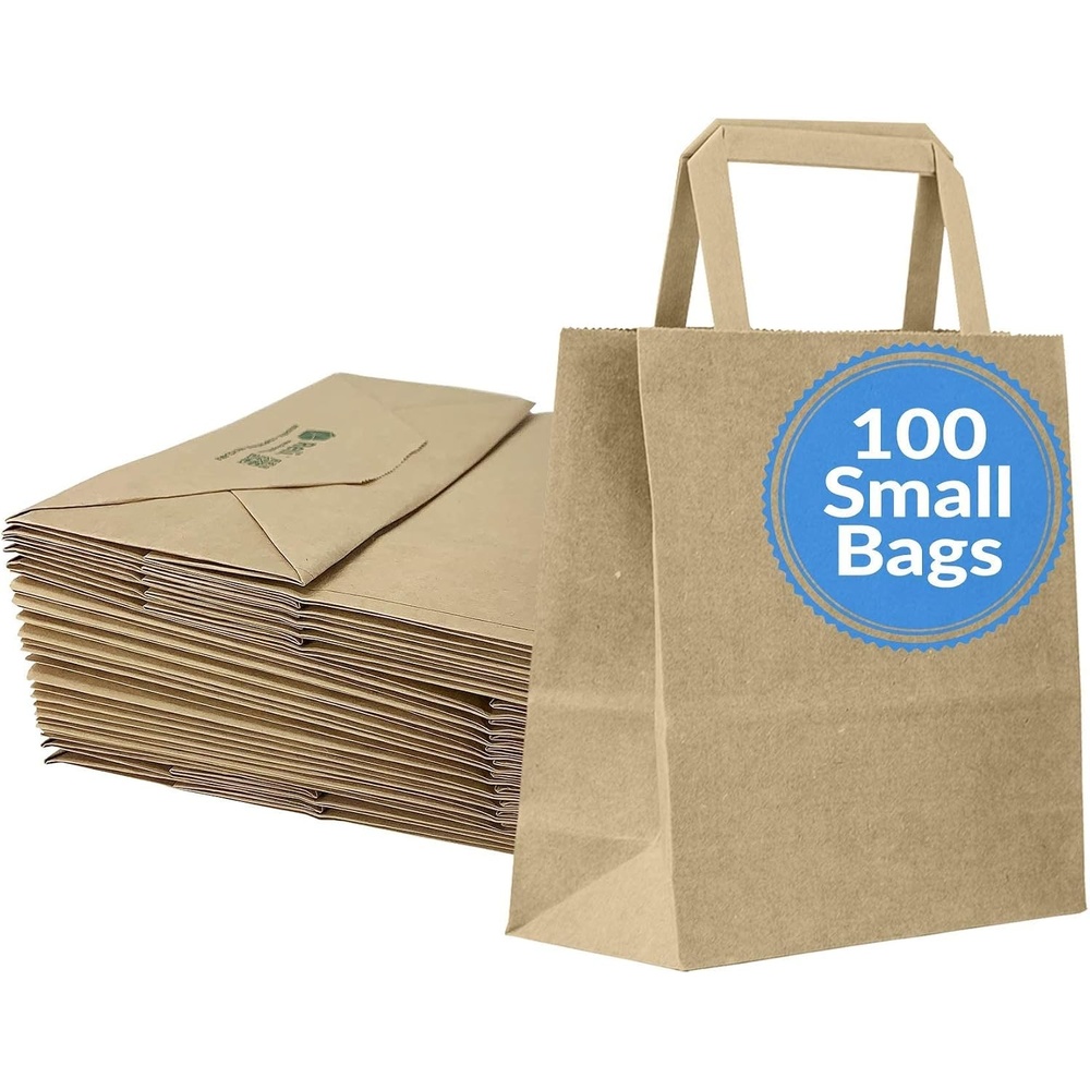 image:imageReli 100 Pack 7x315x8 Small Brown Paper Bags wHandles Kraft Paper Shopping Brown Kraft Bag for Retail Merchandise To Go Parties