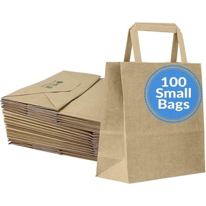 Reli. 100 Pack | 7″x3.15″x8″ | Small Brown Paper Bags w/Handles | Kraft Paper Shopping, Brown Kraft Bag for Retail, Merchandise, To Go, Parties