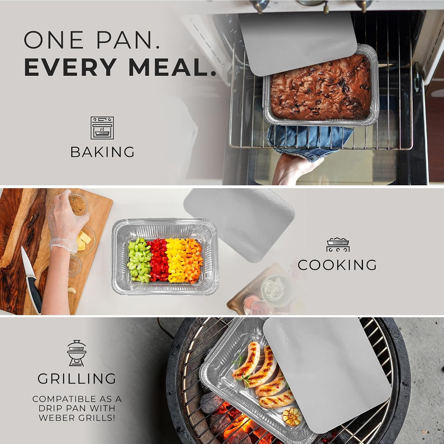 image:imageReli Aluminum Foil Pans with Lids 8x6 60 Pack Meal Prep Food Containers Disposable Oven amp Freezer Safe for Takeout To Go Food Storage amp Prep