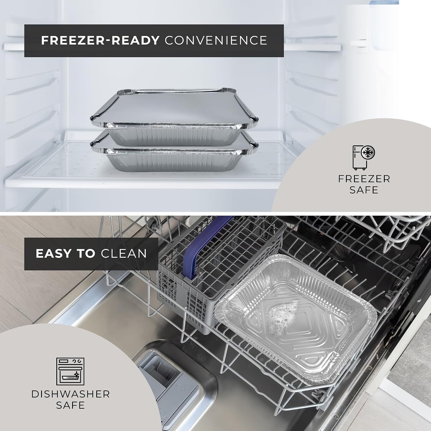 image:imageReli Aluminum Foil Pans with Lids 8x6 60 Pack Meal Prep Food Containers Disposable Oven amp Freezer Safe for Takeout To Go Food Storage amp Prep