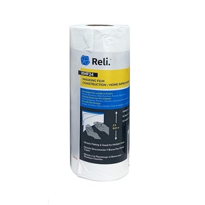 Reli. Masking Film, 1 Roll | 90′ Foot x 99″ Inch Masking Plastic Film | Pre-Folded | Hand Masker for Painting & Automotive | Plastic Overspray Protection(180 foot length x 24 inch width | 1 roll)
