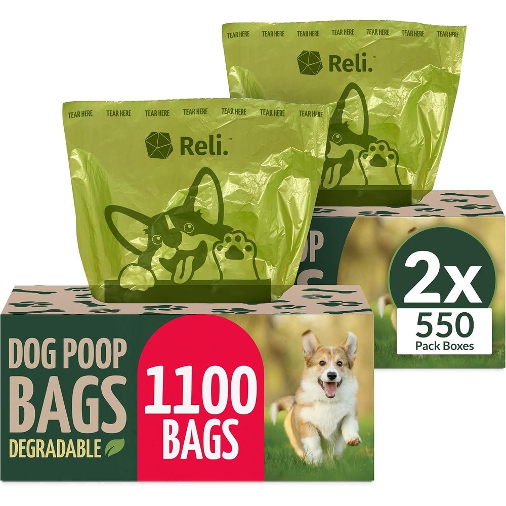 image:imageReli Biodegradable Dog Poop Bags 1100 Pack 2 Large Rolls Unscented