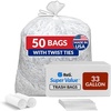 Reli. Clear Trash Bags w/Twist Ties (50 Count) | Heavy Duty