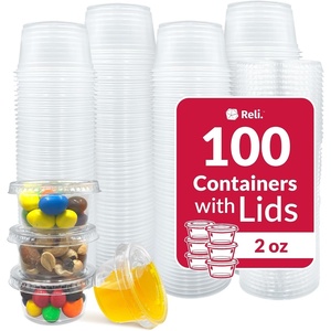Reli. 2 oz Condiment Containers with Lids (100 sets) | Clear